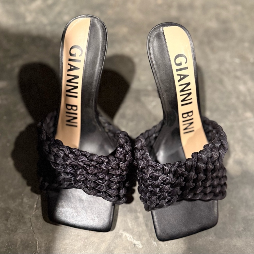 Gianni Bini Black Braided Heels
